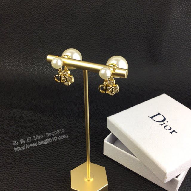 Dior飾品 迪奧經典熱銷款四葉草CD字母925銀針耳釘耳環  zgd1432